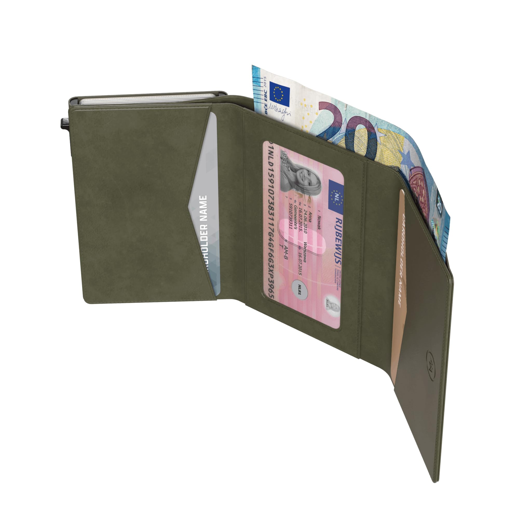 Classic - 9 kart, banknoty i monety - Ochrona RFID - Kieszeń na monety z zamkiem - Elegancki portfel - Dla kobiet i mężczyzn (Beżowy)