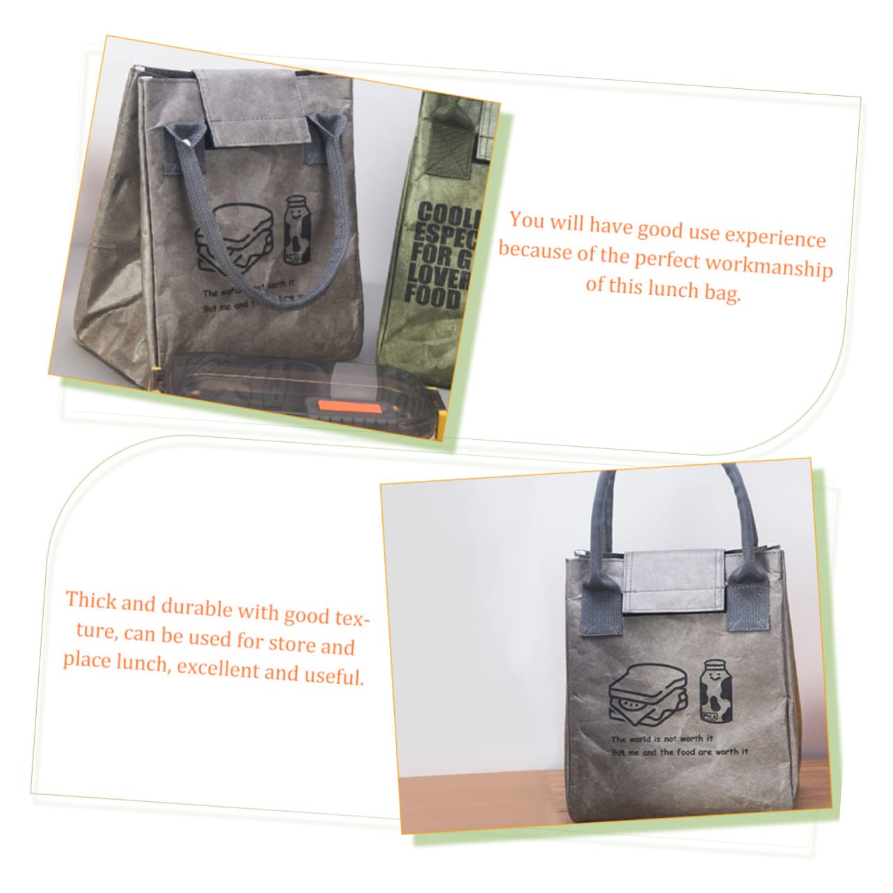 TOPBATHY 4piezas Bolsa De Almuerzo Aislante Bolsa De Transporte Para Comida Asa Para Oficina Escuela y Picnic Material Resistente y Ligero Diseño Elegante y Funcional