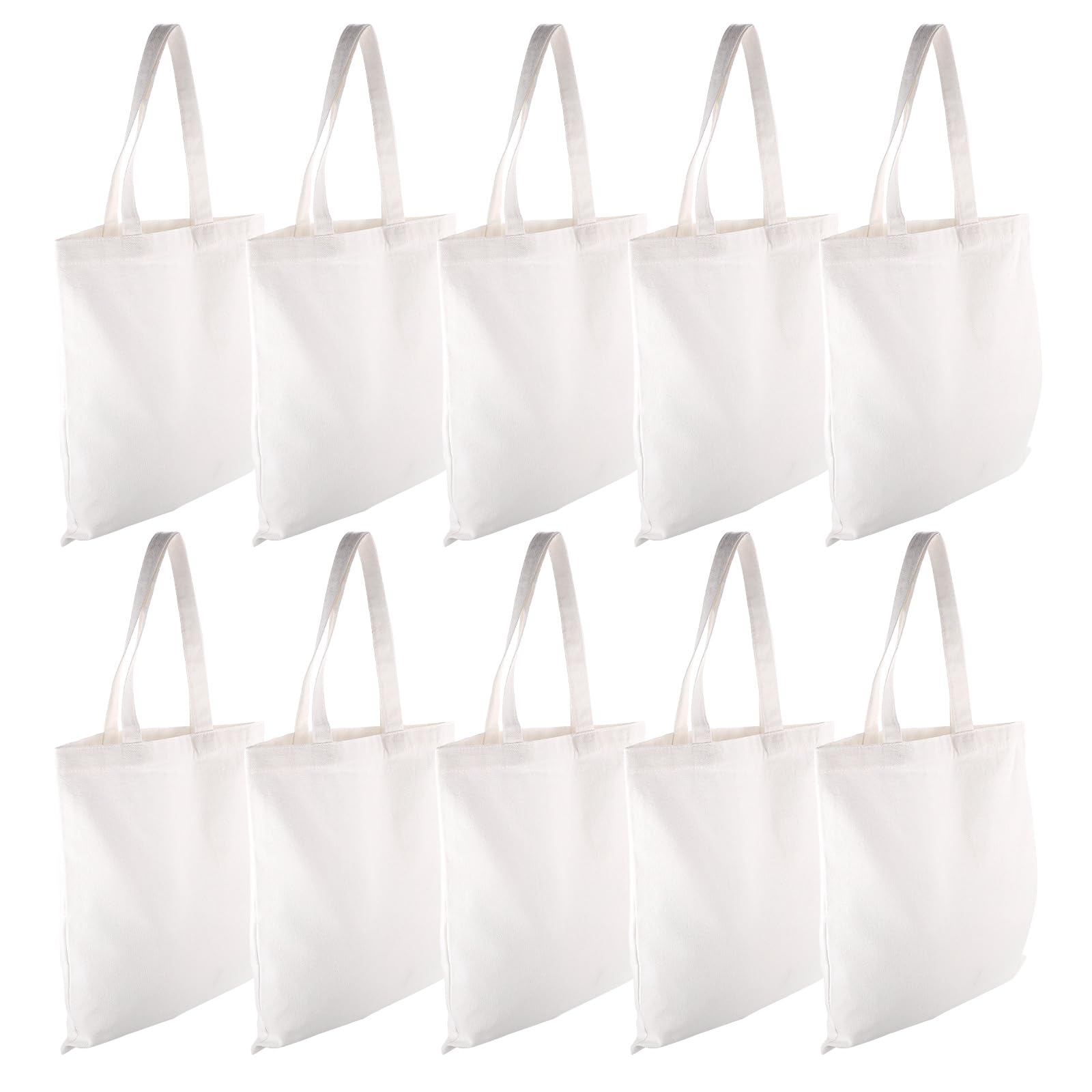 Gatuida Set 10 Borse Tote in Tela Canvas Bianco Riutilizzabili Leggere e Facili da Conservare per Frutta e Giocattoli per Viaggi e Casa