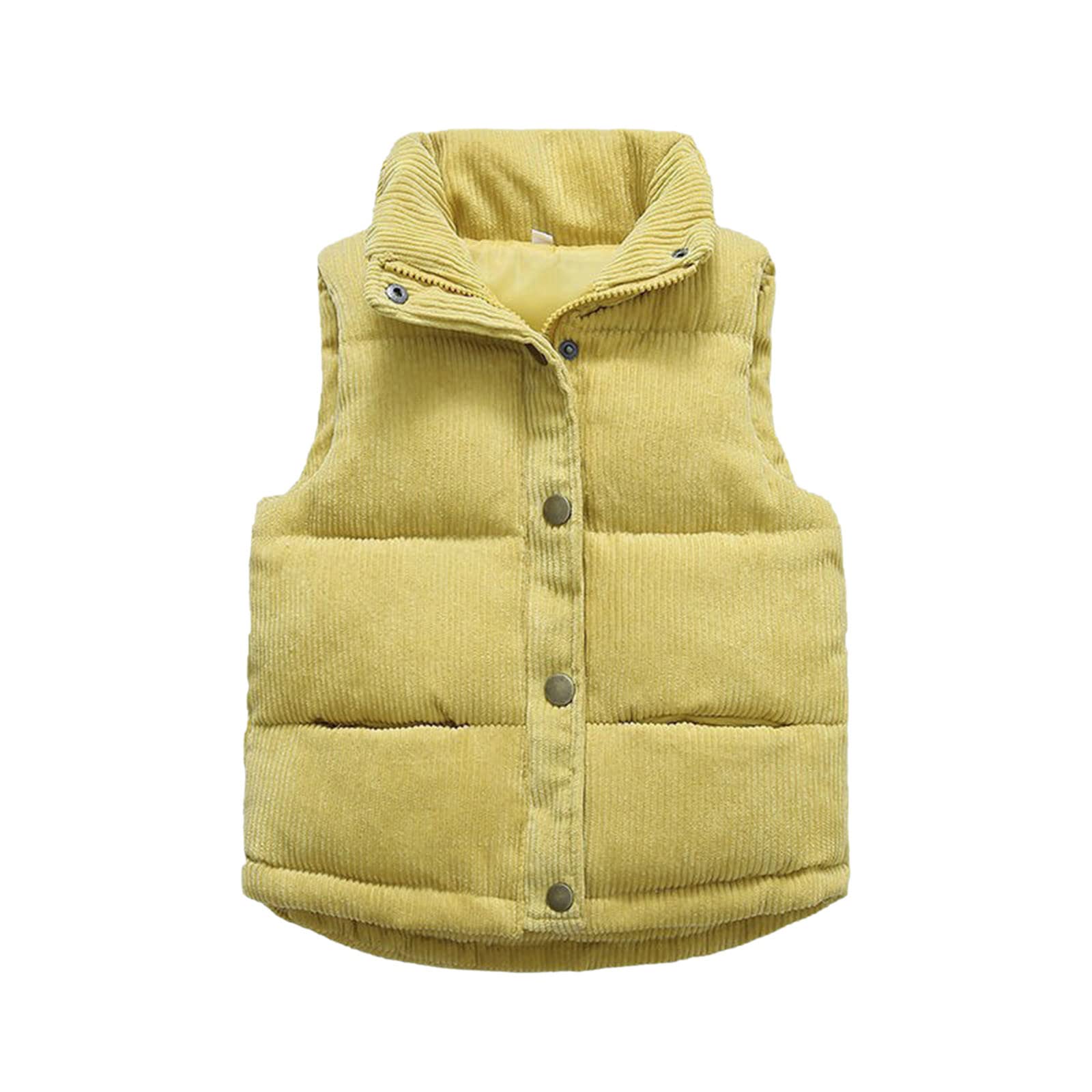 RNTOP Toddler Boys Girls Vest Fleece Fuzzy Sleeveless Coat Gilet Outerwear Baby Solid Color Warm (Yellow, 2-3 Years)