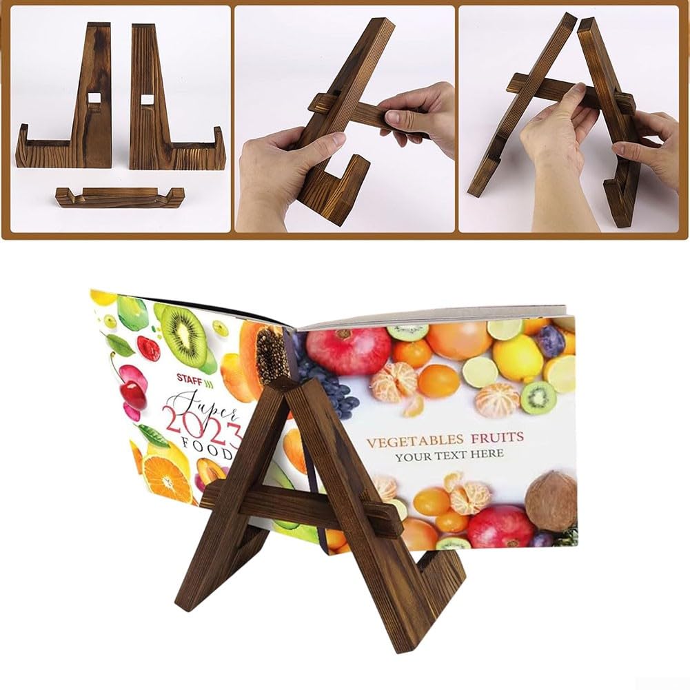 Supporto Per Piatti In Legno DEBETOOL - Cavalletto Decorativo Rustico Per Tavolo