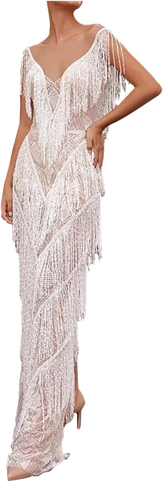 yim°Glam Lips fringe gown thumbnail_scfh22151l_rouge_fro