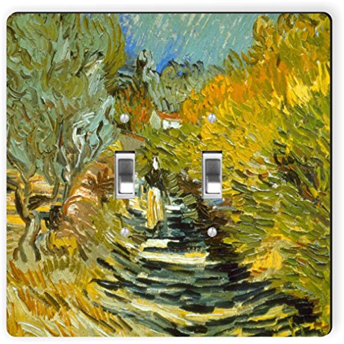 Plaque double interrupteur Van Gogh masquer plastique blanc mural - 2