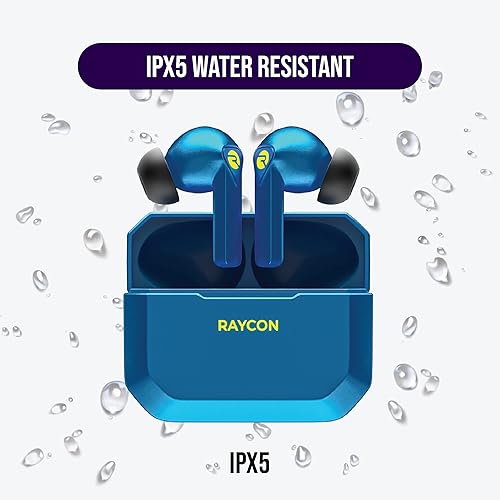 Miniatura 7 de Raycon Los auriculares inalámbricos Bluetooth para juegos con micrófono integrado, baja latencia, 31 horas de batería, funda de carga con