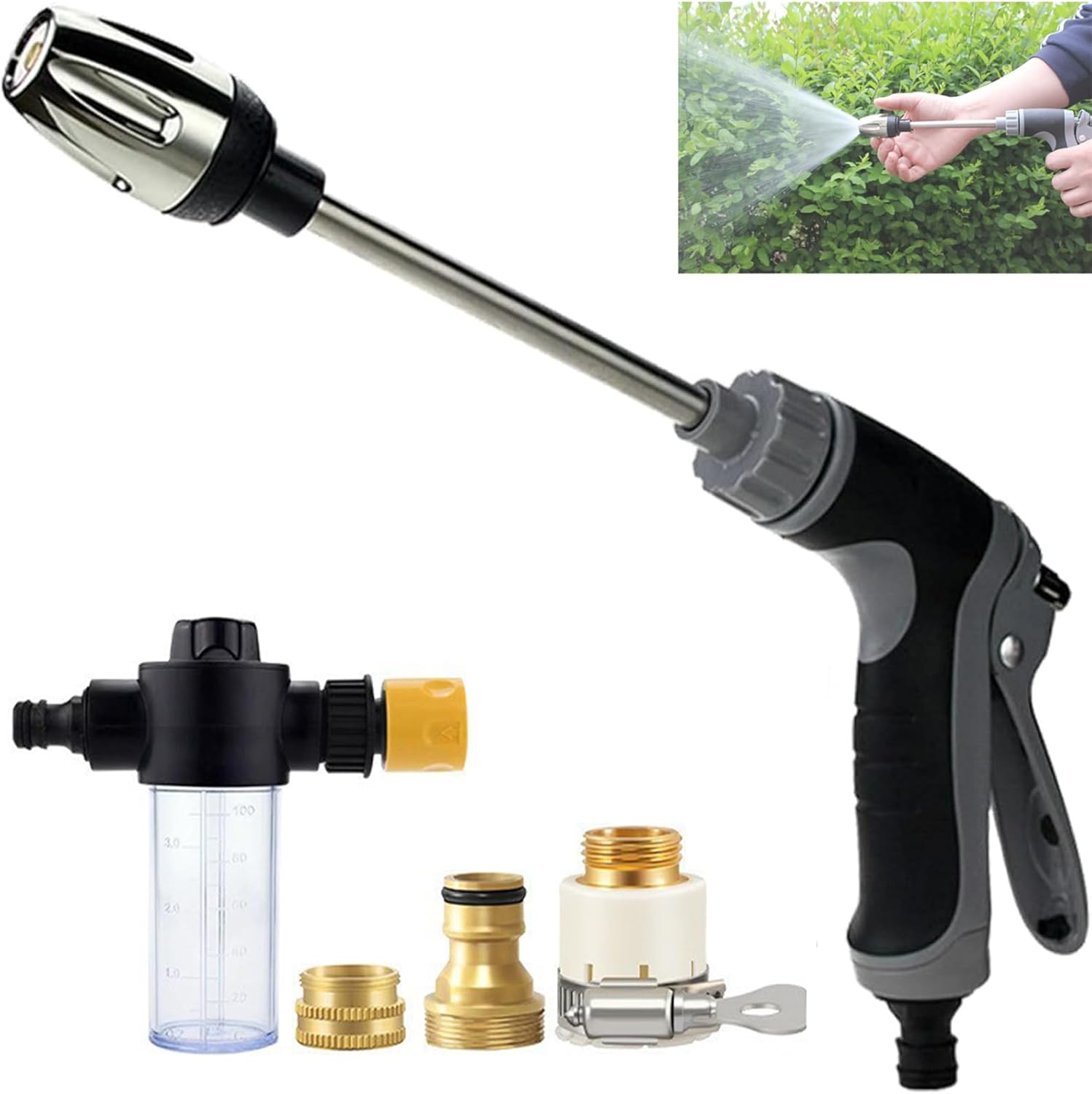 Aquoxis Pressure Washer, Power High-Pressure Cleaner, 360° Rotating Nozzle with 3 Spray Modes, Durable Stainless Steel, Effortless Dirt & Stain Remover for Patio, Car & Garden Cleaning(1 PC)
