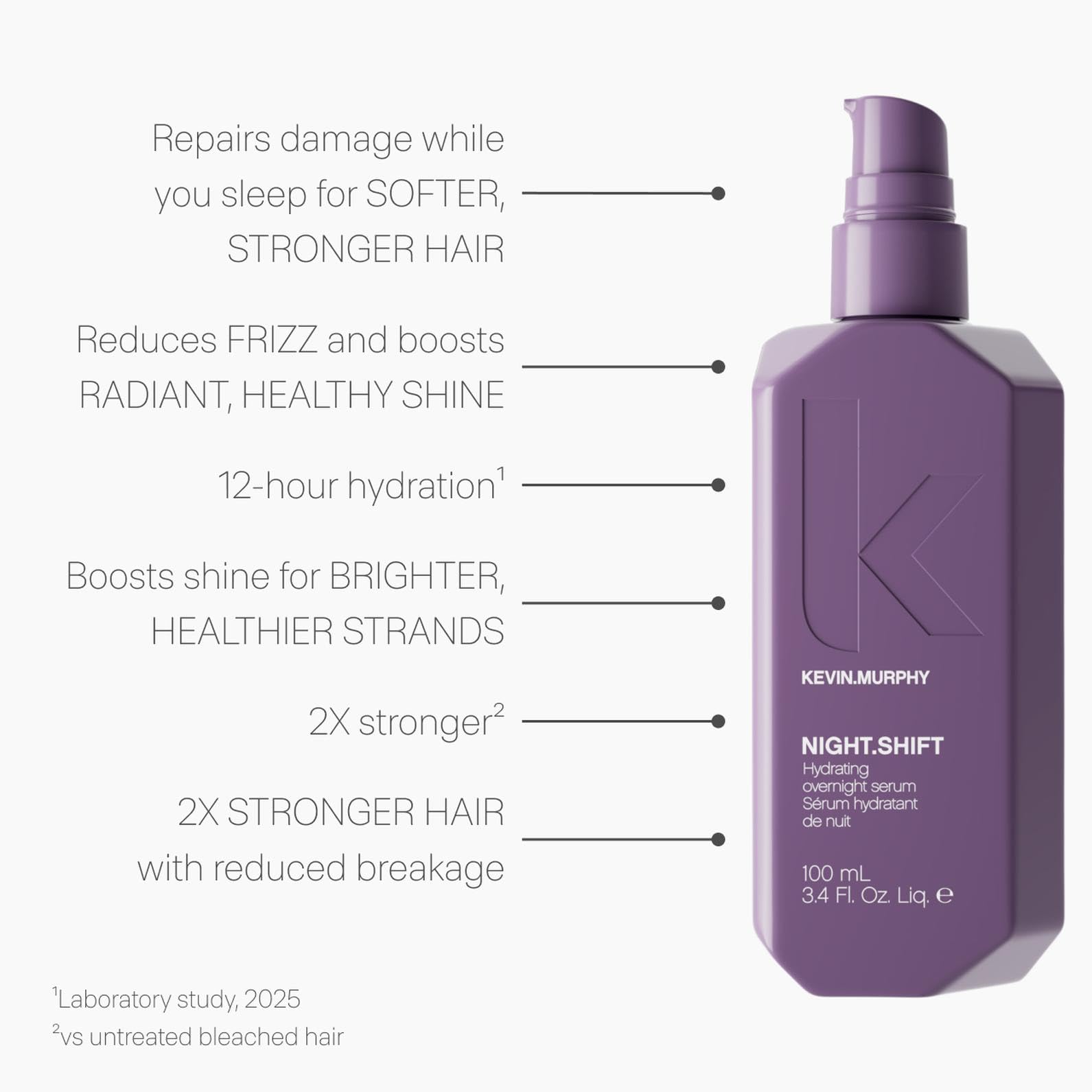 KEVIN.MURPHY NIGHT.SHIFT lekkie serum do włosów na noc, wspomaga nawilżenie i miękkość, pielęgnacja włosów zawiera kwas hialuronowy i australijską śliwkę kakadu, 100 ml