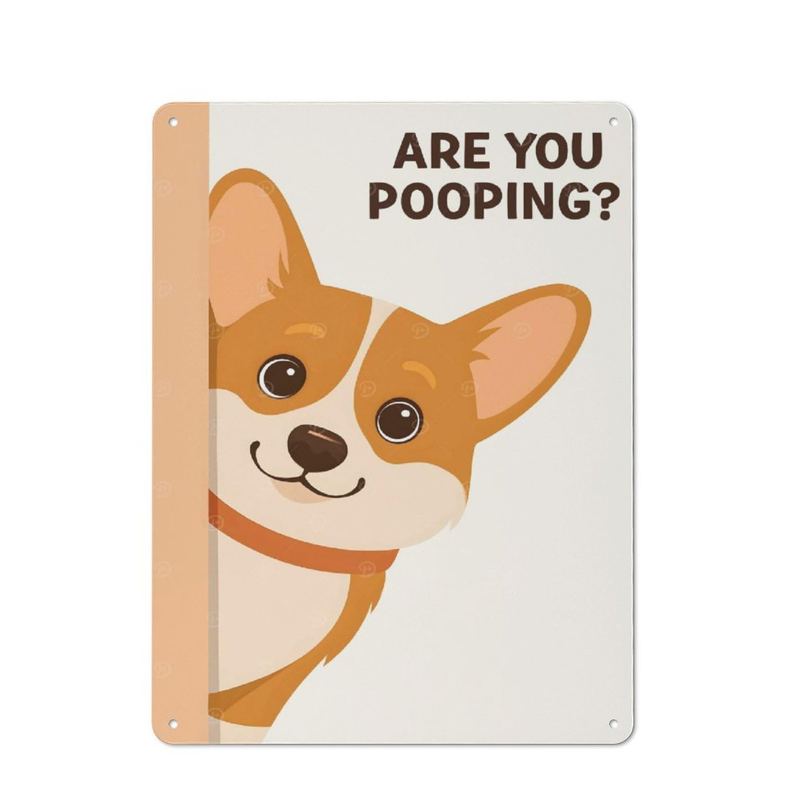 Junmoney Style-23 Metal Sign 40X30cm With Are You Pooping Corgi Cartoon For Workshop Wall, Vintage Decor, For Vintage Wall Decor Fans, For Metal Sign Collectors