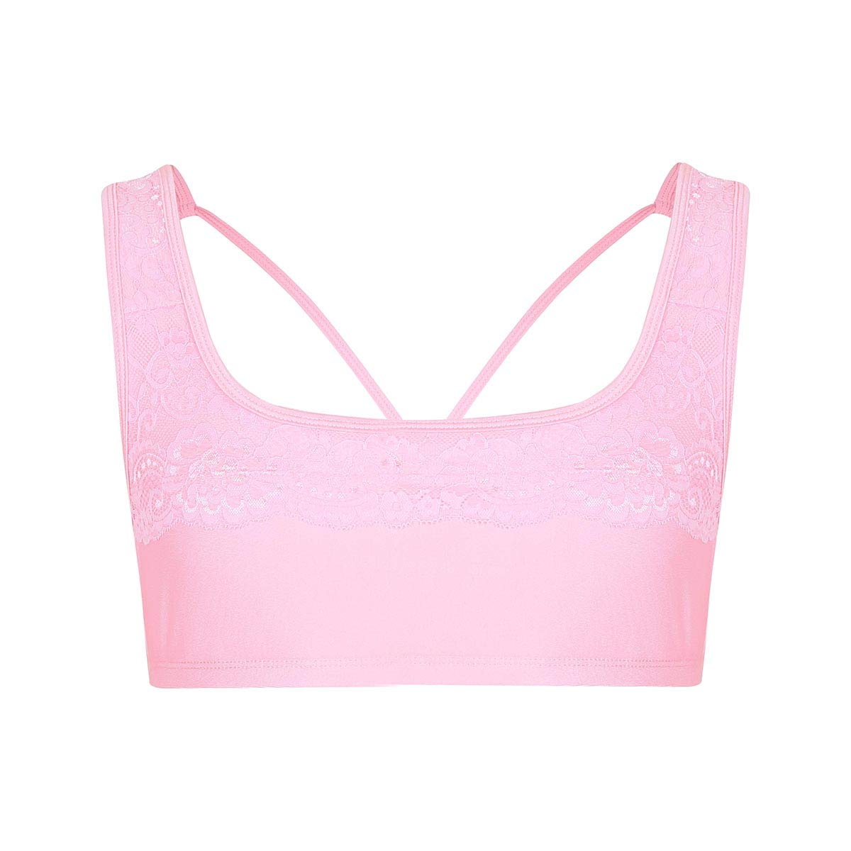 Men's Smooth Lace Wire-Free Strappy Bra Tops Sissy Crossdress Bralette Lingerie