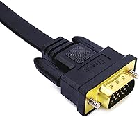 Vista 4 de DTech Cable VGA delgado para monitor de computadora, 6 pies, conector estándar de 15 pines, macho a macho, cable VGA para escritorio (6 pies, negro)