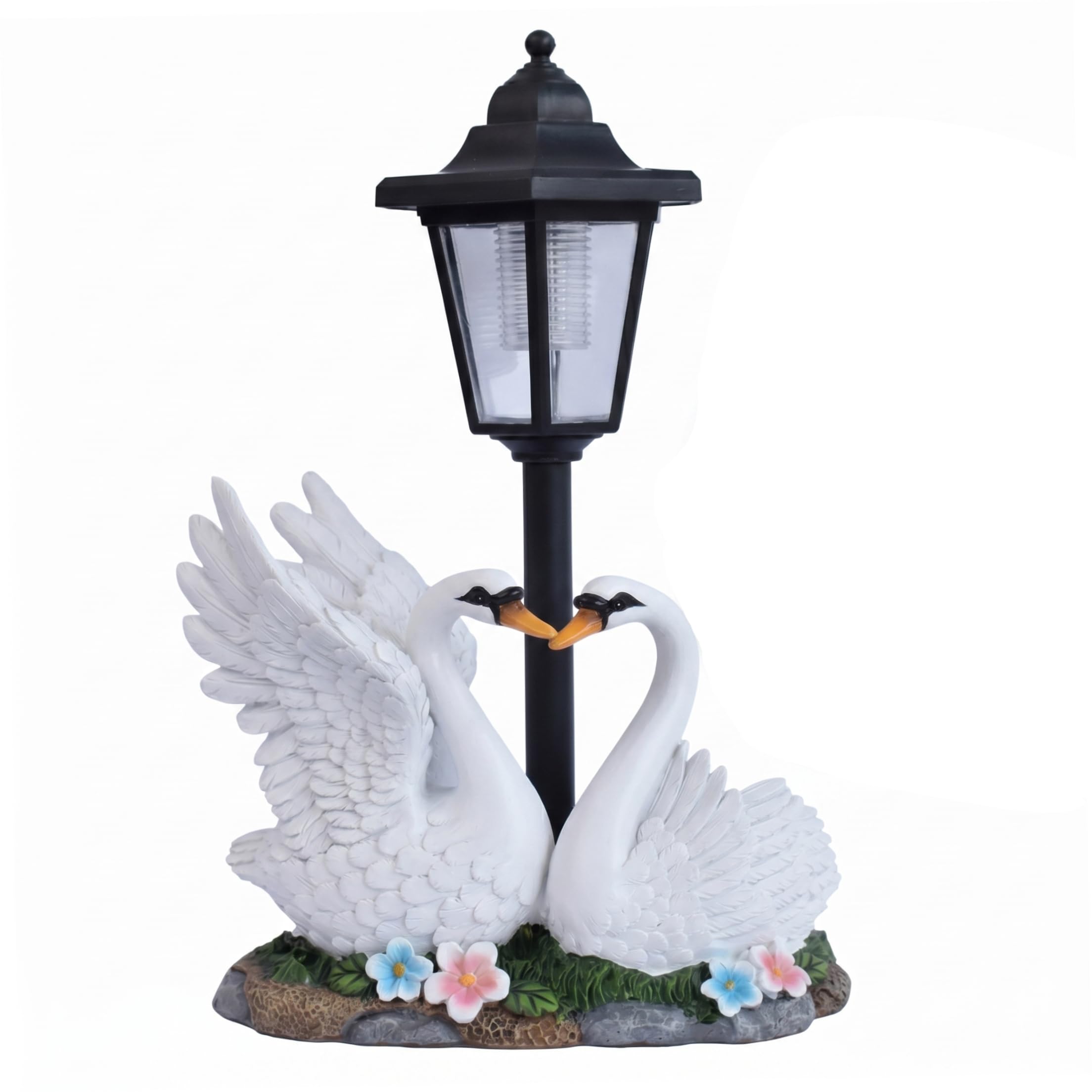 Striegro Solar Garden Statues, Couple Swan Statue With Solar Light, Outdoor Duck Figurine For Patio & Porch Decor.