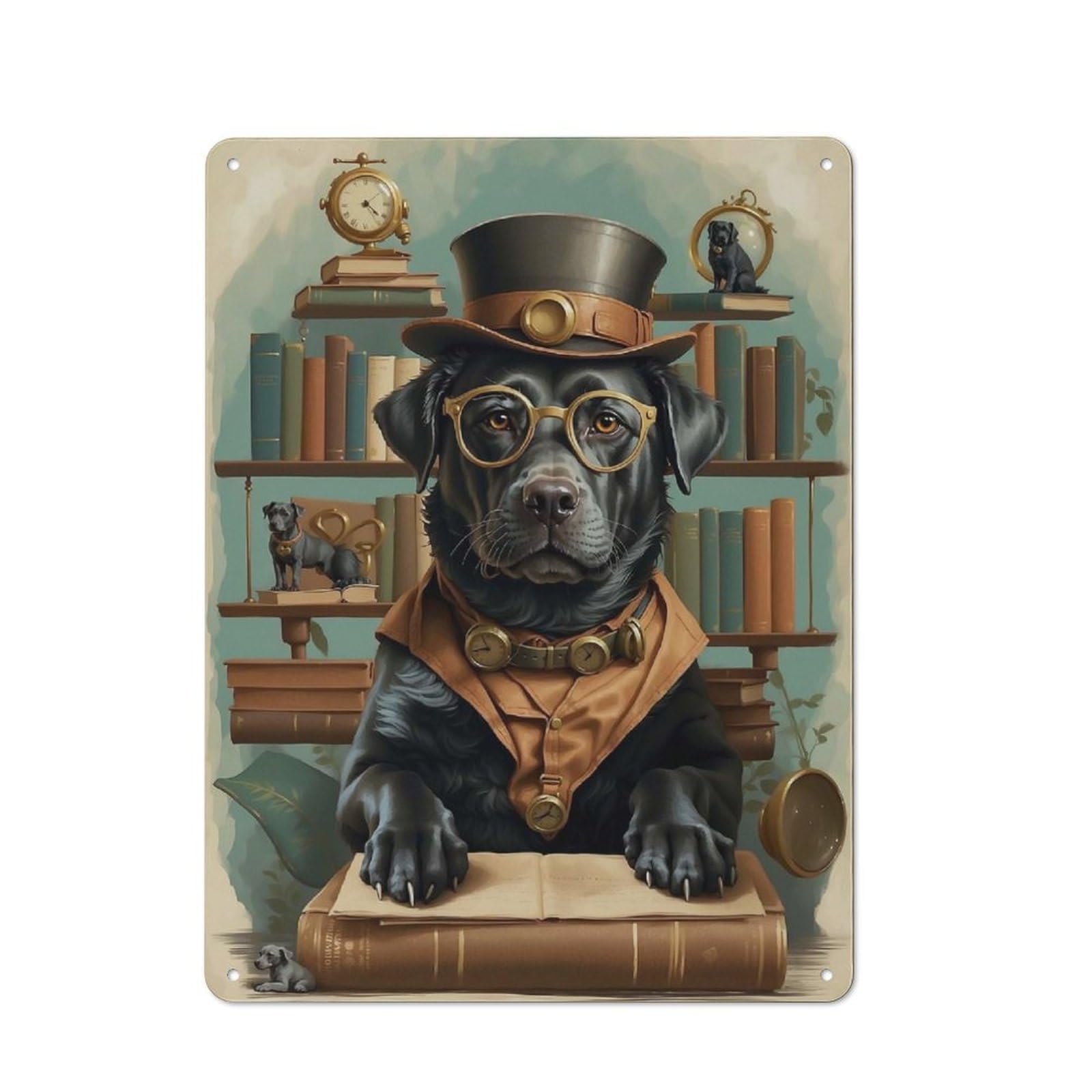 Junmoney Smart Black Lab Retriever Metal Plaque 40X30cm With For Garage Wall, Retro Decor, For Garage Decor Collectors Refreshing A Room In Autumn