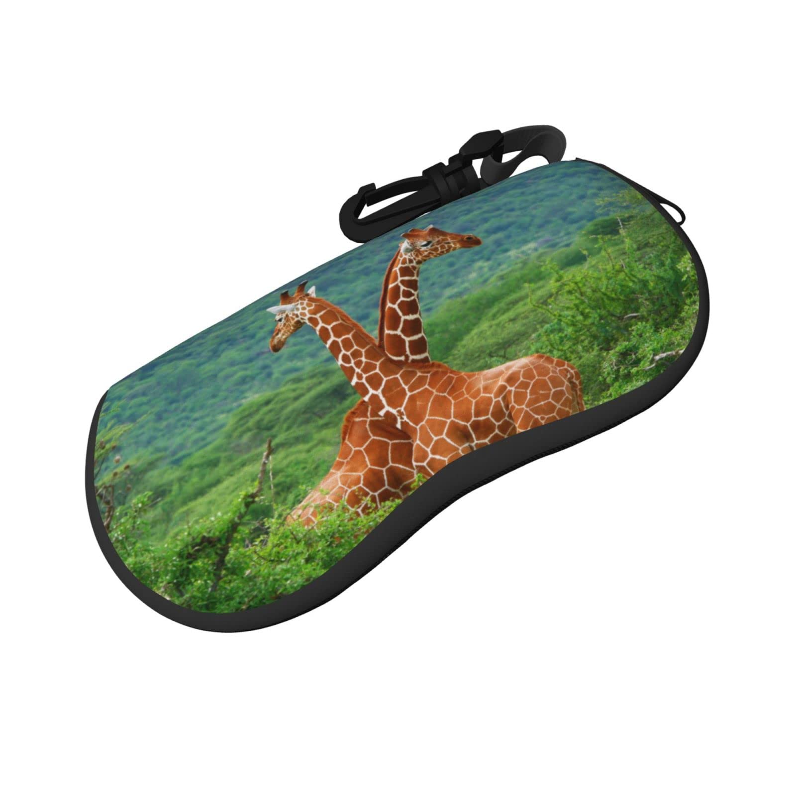 ASEELO Glasses Case Couple Giraffe Eyeglass Case Soft Sunglasses Case Neoprene Zipper Glasses Pouch for Women Men