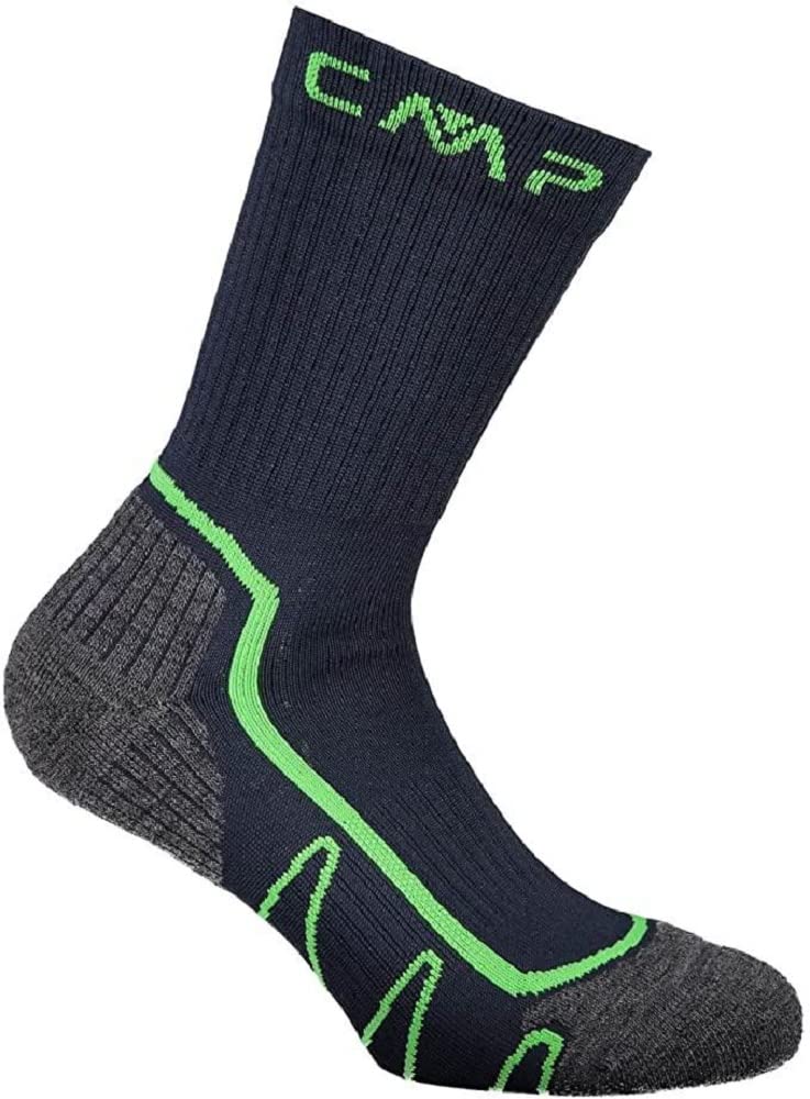 CMP - Kids Trekking Sock Poly Mid, B.Blue-Fluo Green, 34/36
