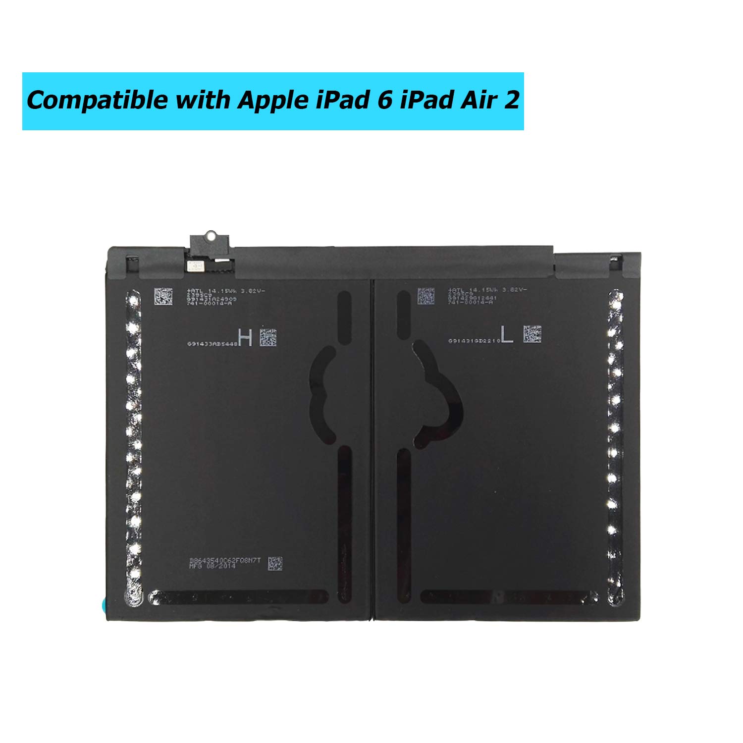 Batterie de rechange compatible Apple iPad Air 2 A1566 A1567 iPad6 7300 mAh