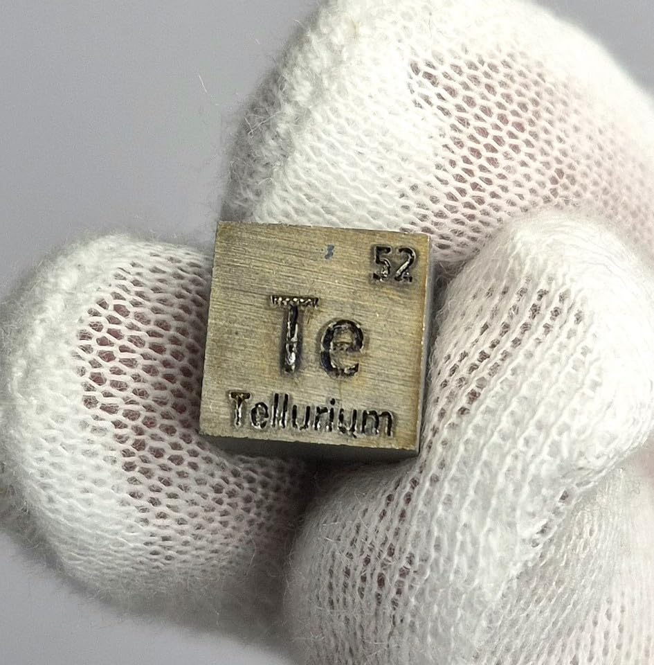 Image of 0.39 inch 10mm Tellurium Metal Cube Te 99.99% Pure Periodic Table Element Collection Science Education Display Block Cube + Acrylic Case Box - 1PC