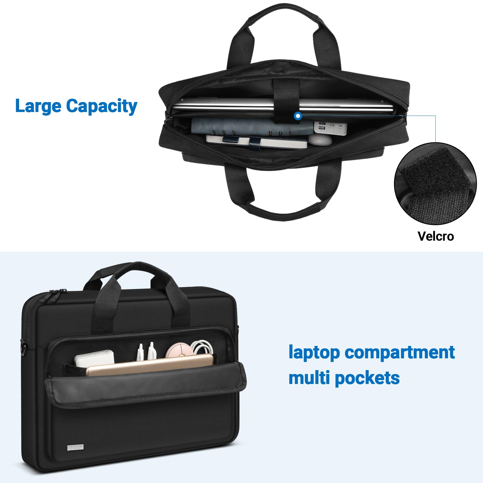 TECOOL Sacoche Ordinateur 17-17.3 Pouces,Pochette SAC Bandoulière Portable 17 Pouces pour 17-17,3" Lenovo Acer ASUS Dell HP Notebook,Protection Housse SAC de Mallette Ordinateur PC Portable 17",Noir