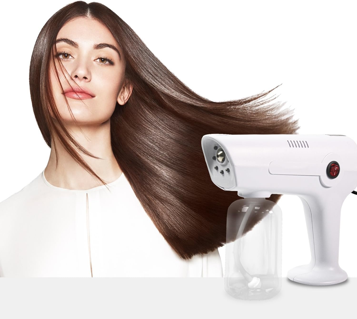 Nano Red/Blue Light Atomizer Mist Gun Portable Hair Care Steamer Micro Mist Sprayer