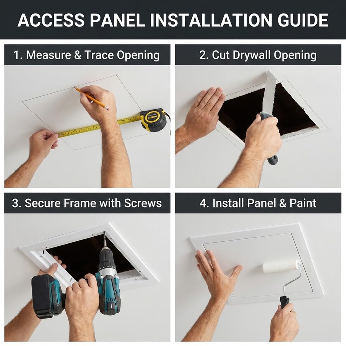 Puerta de Revisión de Aluminio Magnética Oculta para Pintar, Panel de Acceso Invisible para Falso Techo, Trampilla de Mantenimiento para Caja de Distribución y Válvulas(Gris,200 x450 mm)