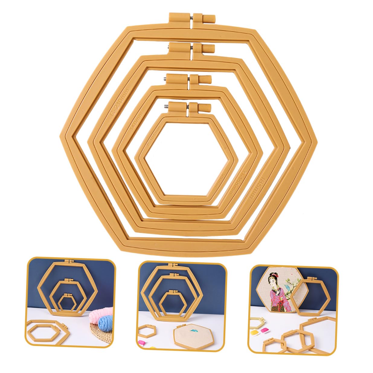BELLIFFY Aros de Bordado Ajustables de Abs Reutilizables para Punto de Cruz y Quilting, Pack de 4 Piezas Diseño Simple y Creativo para Amantes del DIY