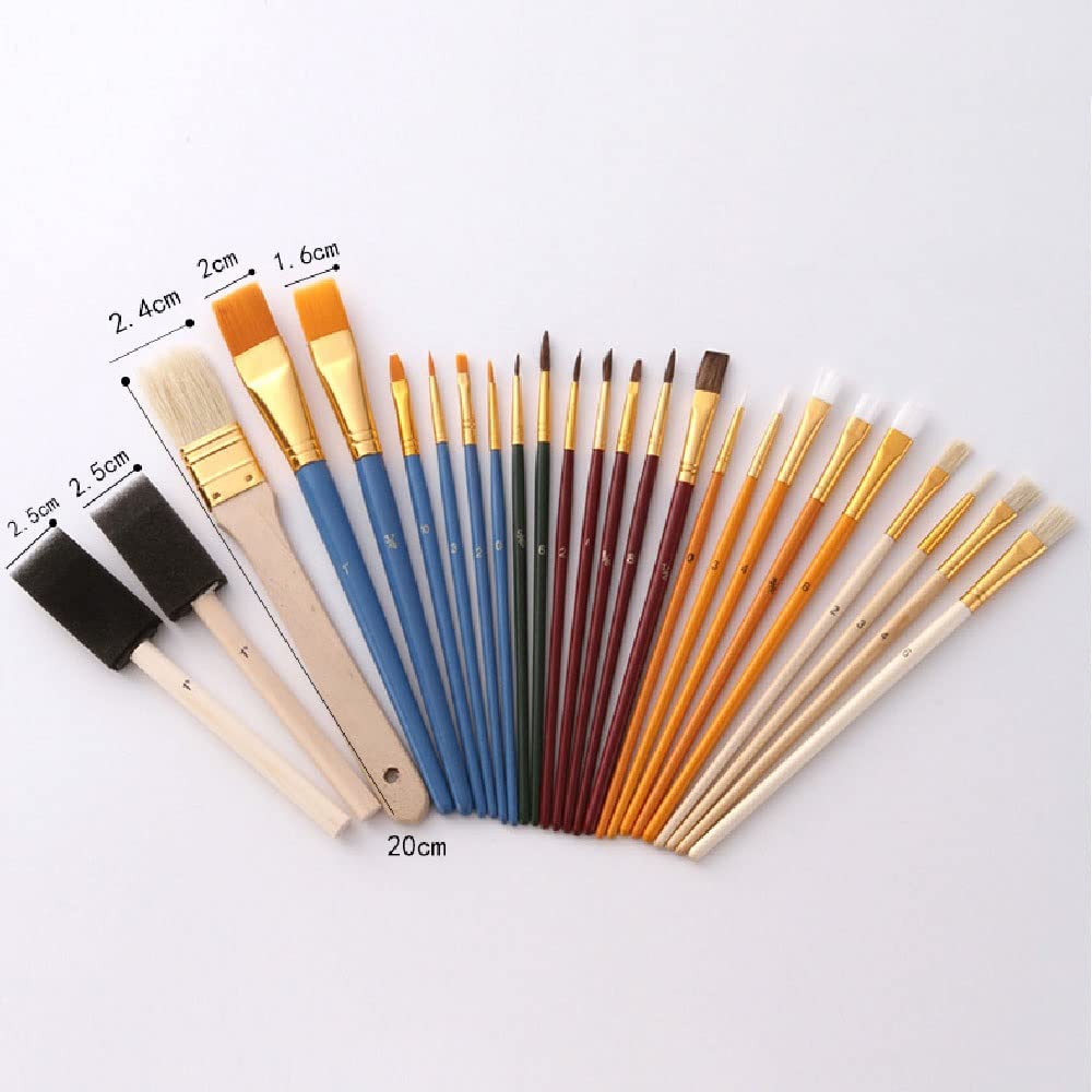 25-teiliges Set Nylonhaarpinsel für Öl-, Acryl- und Aquarellmalerei, Malpinselstift, Künstlerbedarf, Schreibwaren,