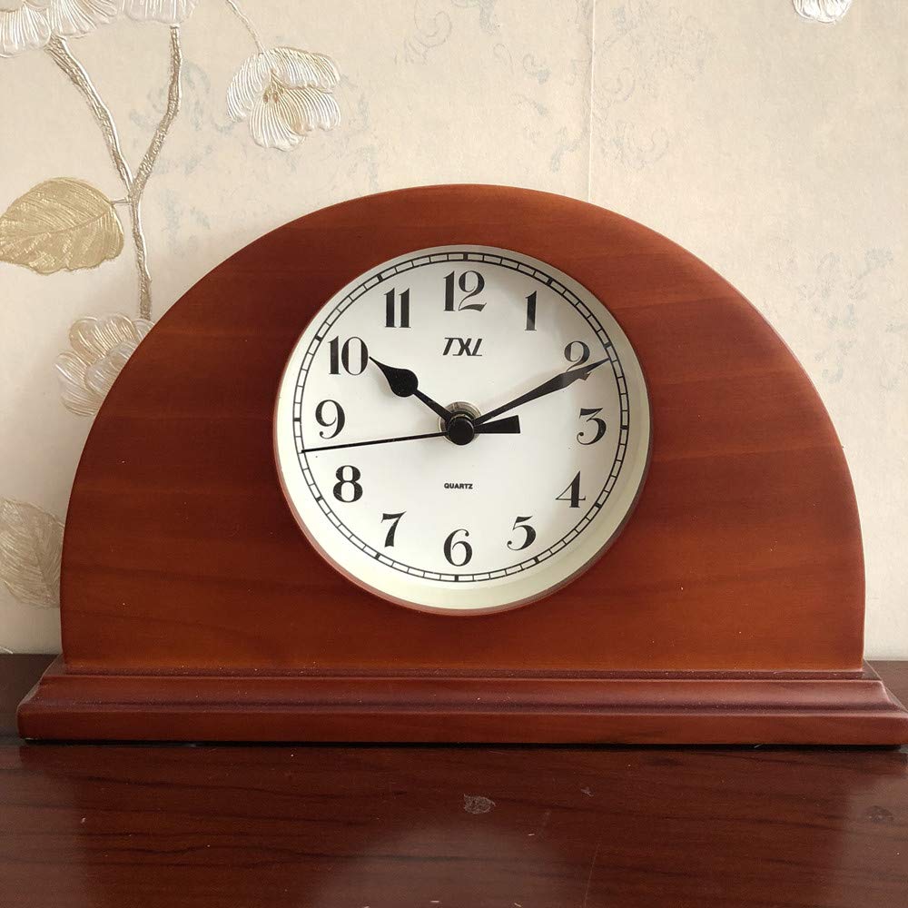 TXL Wood Desk Clock Digital Battery Operated Silent Table Clock Easy Set Kids Beech Bedside Clock for Home Office/Seniors,Red-Letter