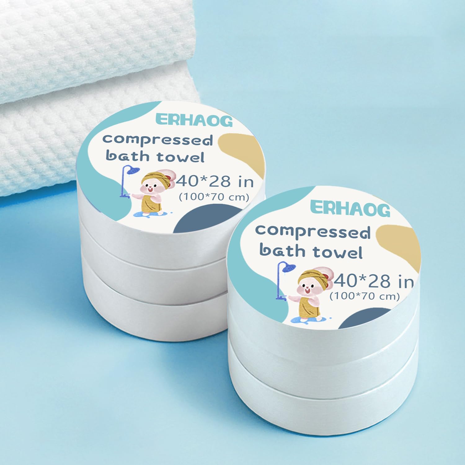 Compressed Towel Tablets - 40 * 28 in Compressed Bath Towel, 5 Psc Large Disposable Bath Towels for Travel, Compressed Cotton Bath Towels for Adults Baby Toddler Camping Hiking Swim Beach