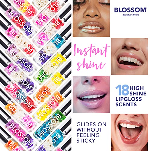 Blossom Scented Roll On Lip Gloss, Infused With Real Flowers, Made In Usa, 0.20 Fl. Oz./5.9Ml, Raspberry #TOP3