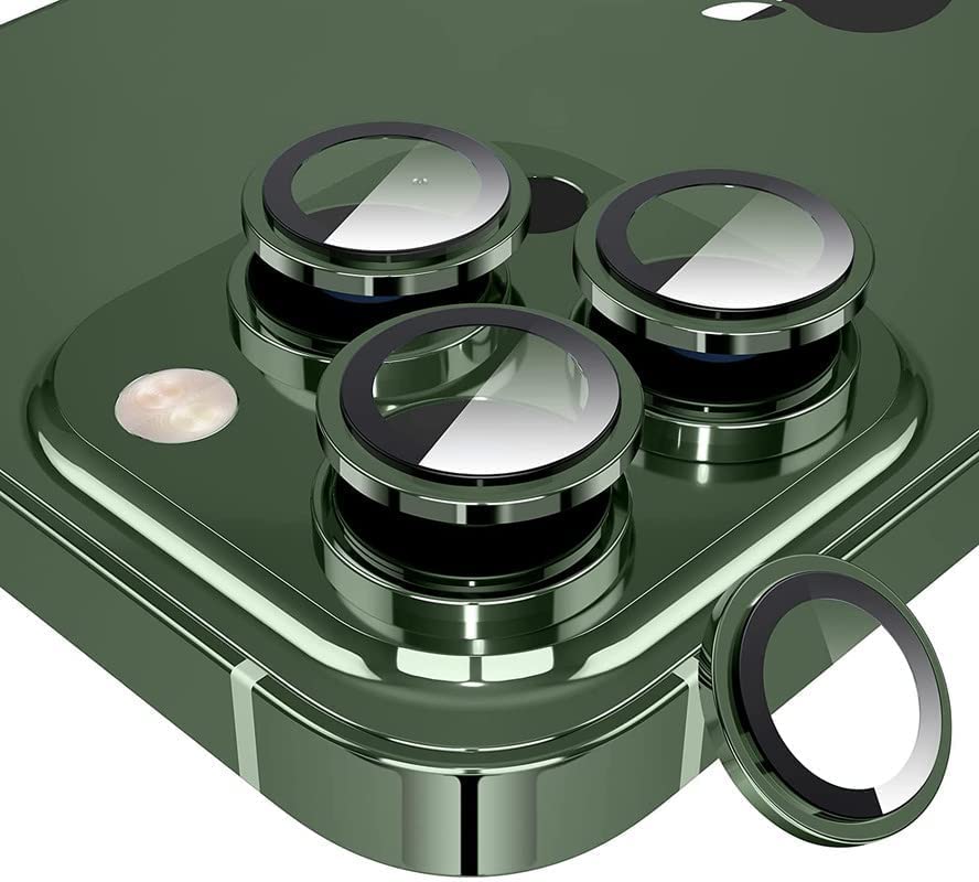 Image of [Dark Green Camera Lens Protector For iPhone 13 Pro /For iPhone 13 Pro Max, Scratch-Resistant Ultra-Thin Tempered Glass with Aluminum Edge, Pack of 3