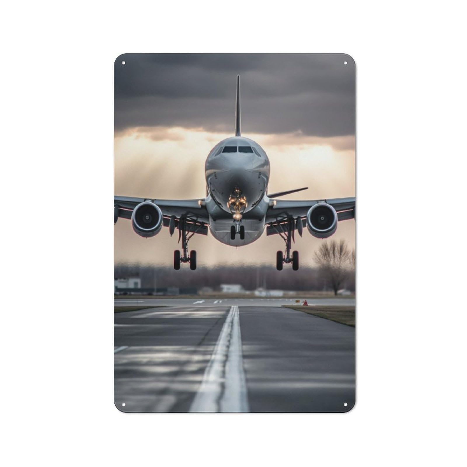Junmoney Airliner Take Off Metal Plaque 30X20cm With For Hallway Wall, Rustic Decor, For Garage, Workshop And Man Cave Decoration