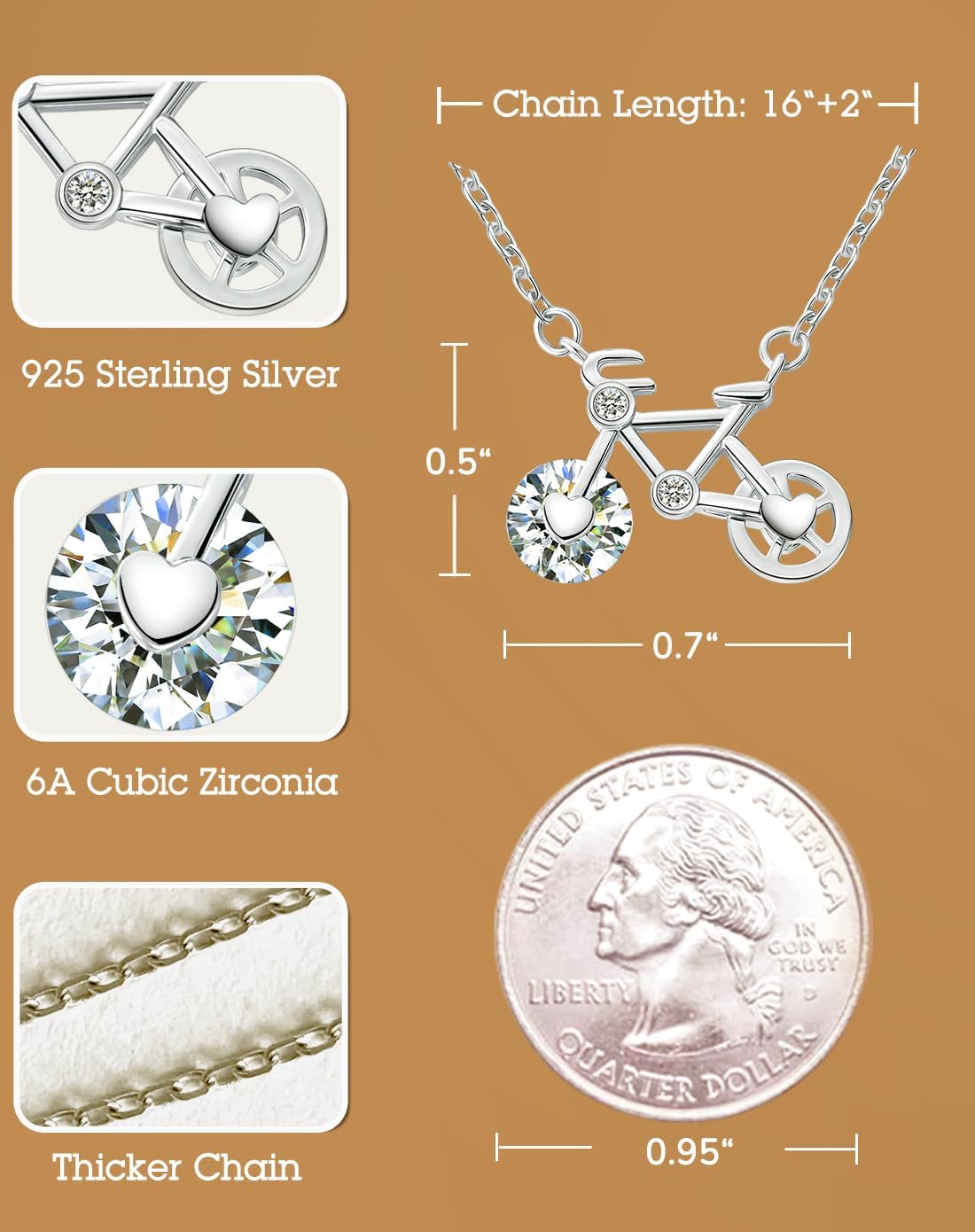 Silver Bike Necklace For Graduation, New Beginnings, Daughter, Granddaughter, Sister, Girlfriend, Birthday Jewelry Gifts For Women