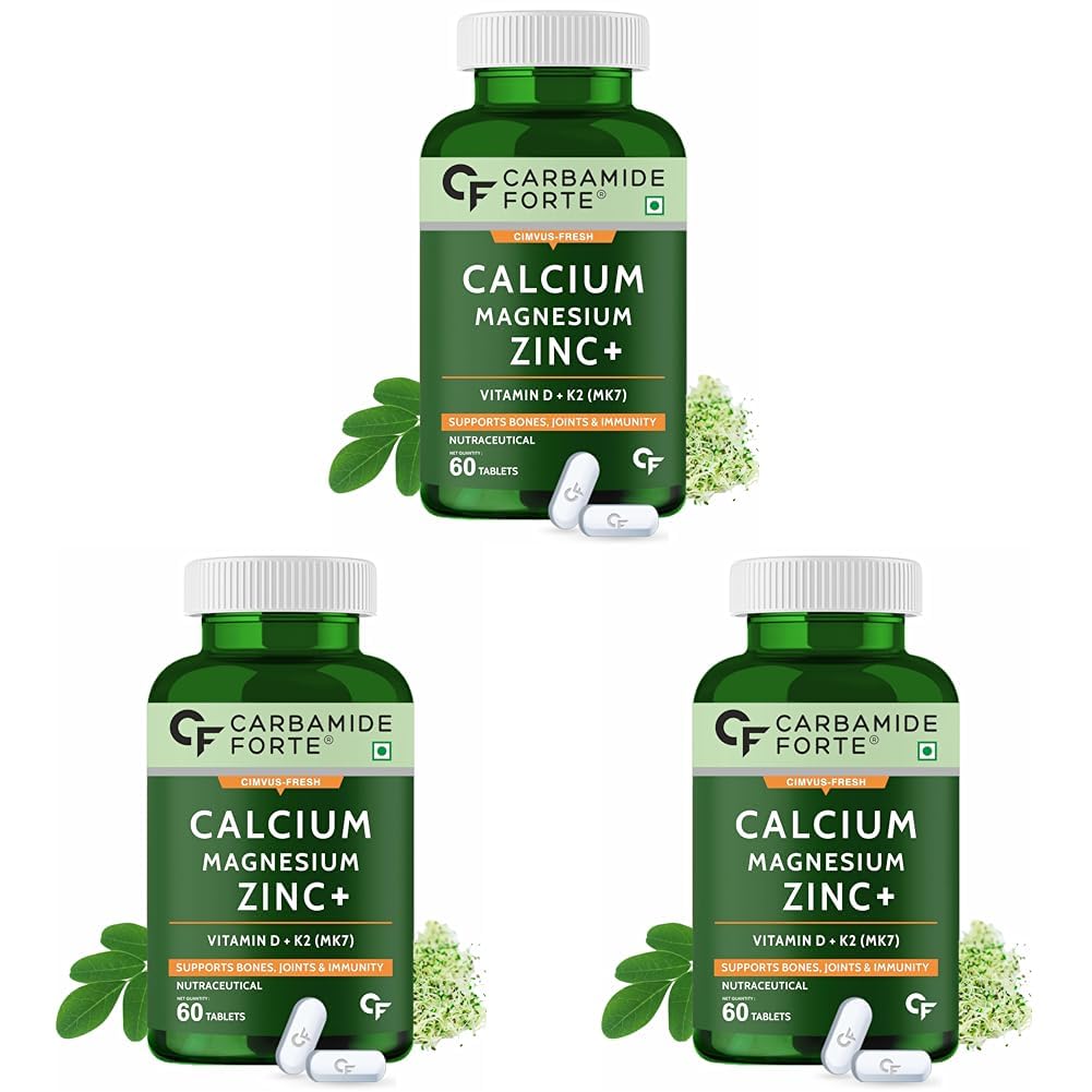 Carbamide Forte Calcium 1200mg with Magnesium,Zinc,Vitamin D, K2 & B12 | Calcium Tablets for Women & Men – 60 Veg Tablets (Pack of 3) (B0DDTXBCSN) Amazon Price History, Amazon Price Tracker