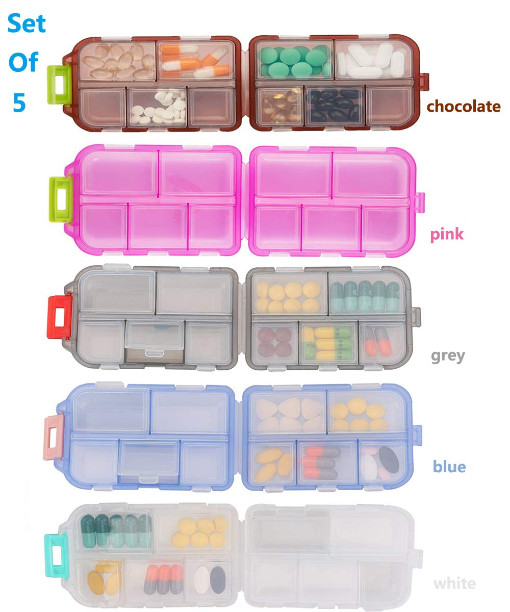 Pilulier portable à rabat avec 7 compartiments – Double étage pour capsules de médicaments, vitamines, pliable, pour voyage – Translucide