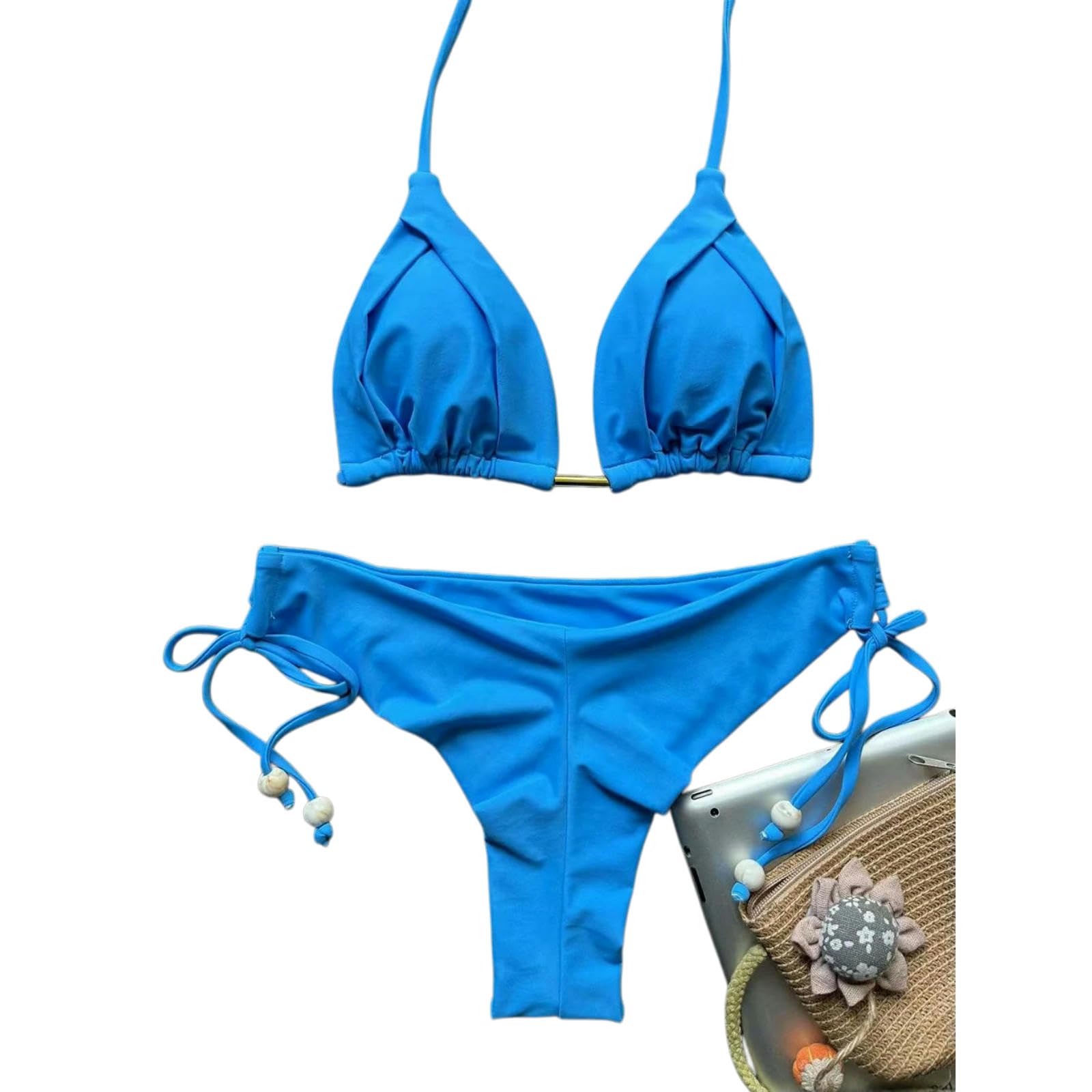Bikini perlé en Nylon Terre Cuite | Terracotta S/M/L Vacances à la plage et à la piscine : Bikini(Cs01,S)