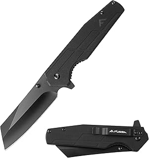 FLISSA Pocket Knife, 3.5" Folding Stonewash Blade Tactical Knife, G10 Handle, for Outdoor, Survival, Hunting and Camping, Great Gifts for Dad - FLISSA