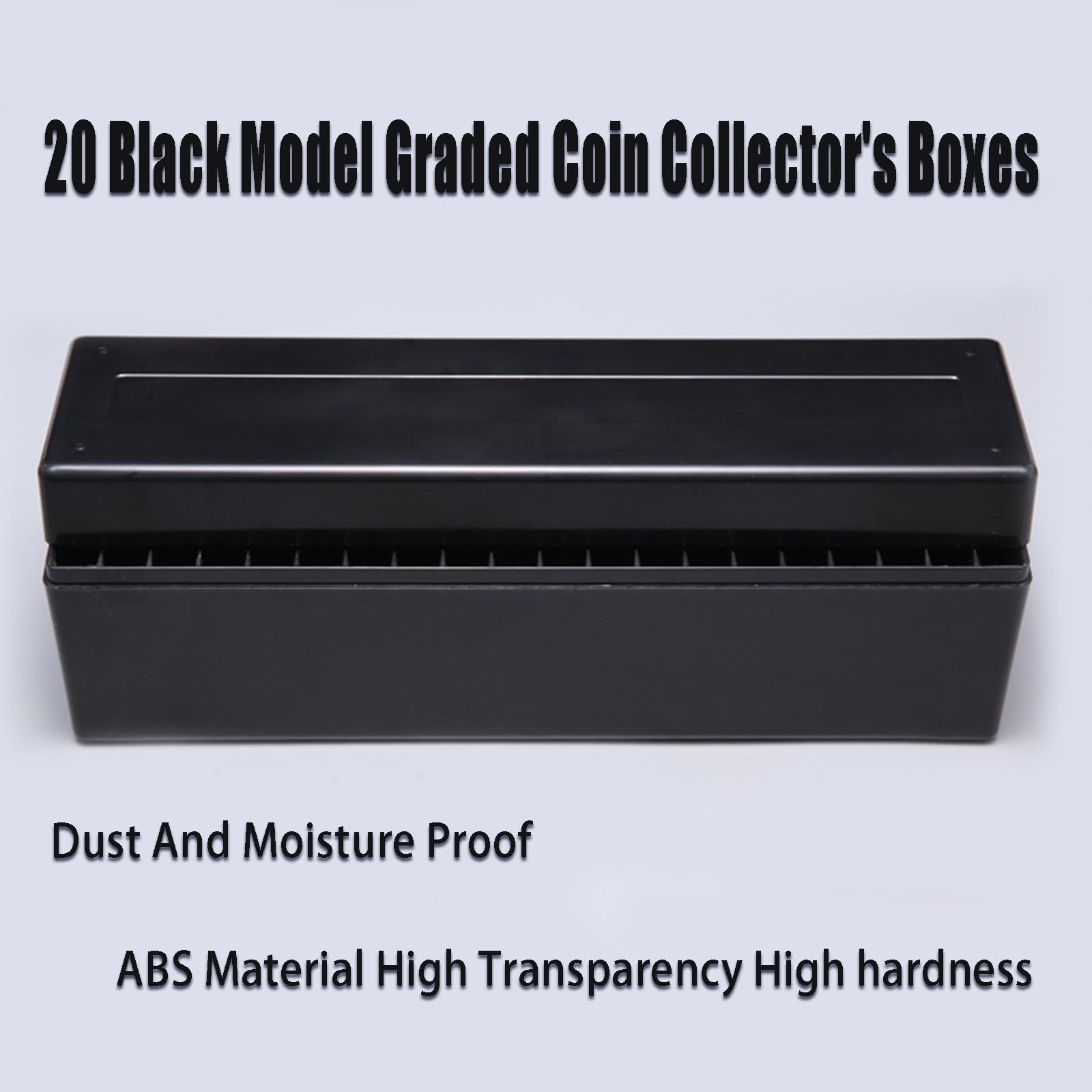 MUDOR Paquete de 2 cajas de almacenamiento para losas de monedas, soporte de plástico para losas de monedas para coleccionistas de monedas, funda negra compatible con 20 soportes de monedas PCCB PCGS,