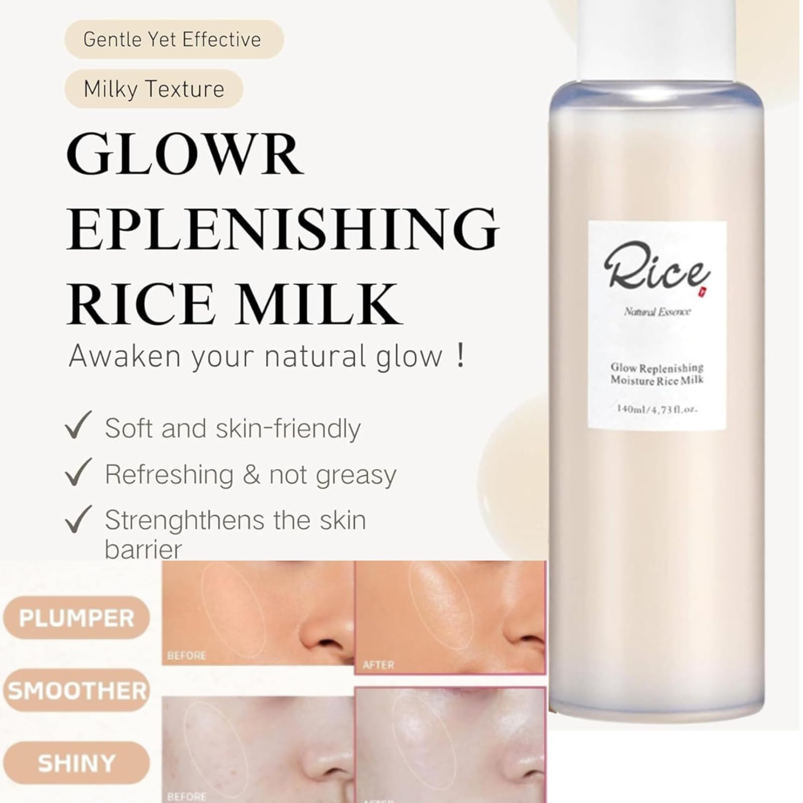 Rice Skin Care Set, Glass Skin Care Kit with Ground Rice & Honey Glow Mask, Rice Milk Toner, Arbutin Serum, Ginseng Eye Serum - Image 4