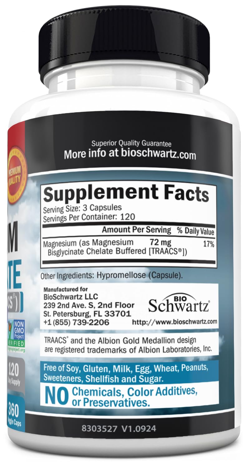 Magnesium Bisglycinate Chelated Supplement - 360 Capsules — Amazon image 8