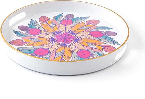 Miniatura 9 de Fuukou Bandeja grande de plástico con asas, bandeja decorativa para mesa de café otomana, bandeja rectangular grande bohemia para sala de estar,