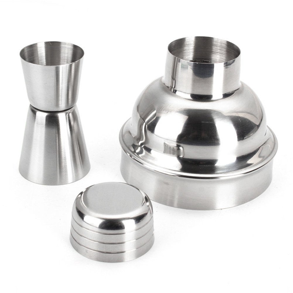 GOLDGE Cocktail Shaker Set, 17 Pezzi Kit da Barman in Acciaio Inox, Kit Attrezzatura Bar con 750ml Shaker, Supporto di bambù, Jigger Bilaterale, Pourer, Ghiacciolo Rotto, Filtro e Altri Accessori
