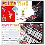12er Set PARTY-GORILLA Einladungskarten - lustige Premium Einladung zum Kinder-Geburtstag oder Party für Jungen Mädchen & Erwachsene von BREITENWERK