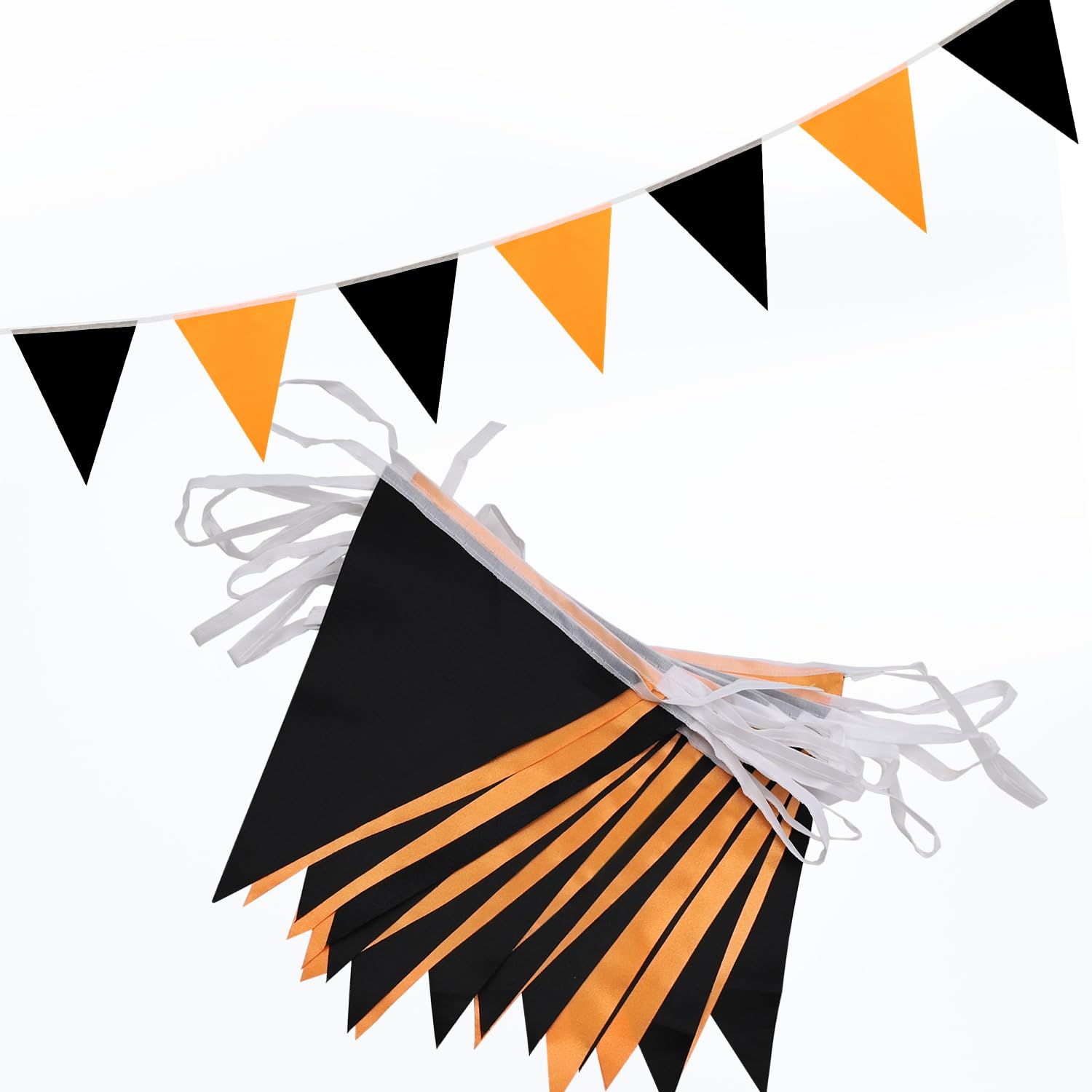 QRTDXP Black Orange Bunting Banner, 20M 52pcs Reusable Black Orange Pennant