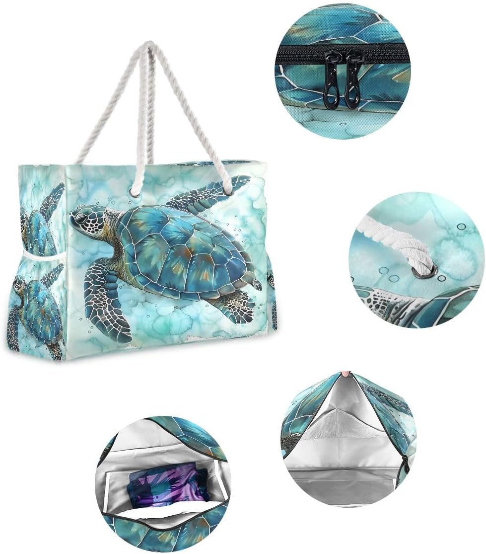 Beach Tote Bags for Women Sea Turtle Large Beach Tote Bag Swim Pool Bag Beach Bag