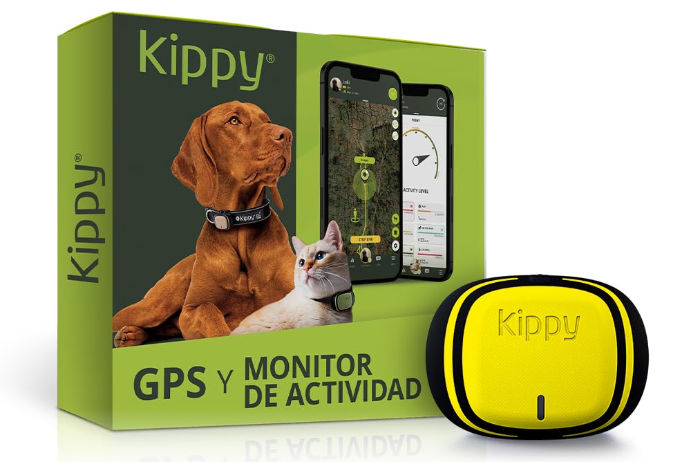 Kippy EVO | GPS Perros - Localizador GPS Perros para Collar - Hidrófugo con Seguimiento Perimetral - GPS para Perros con Notificaciones de Actividad Canina - App Dedicada - Amarillo