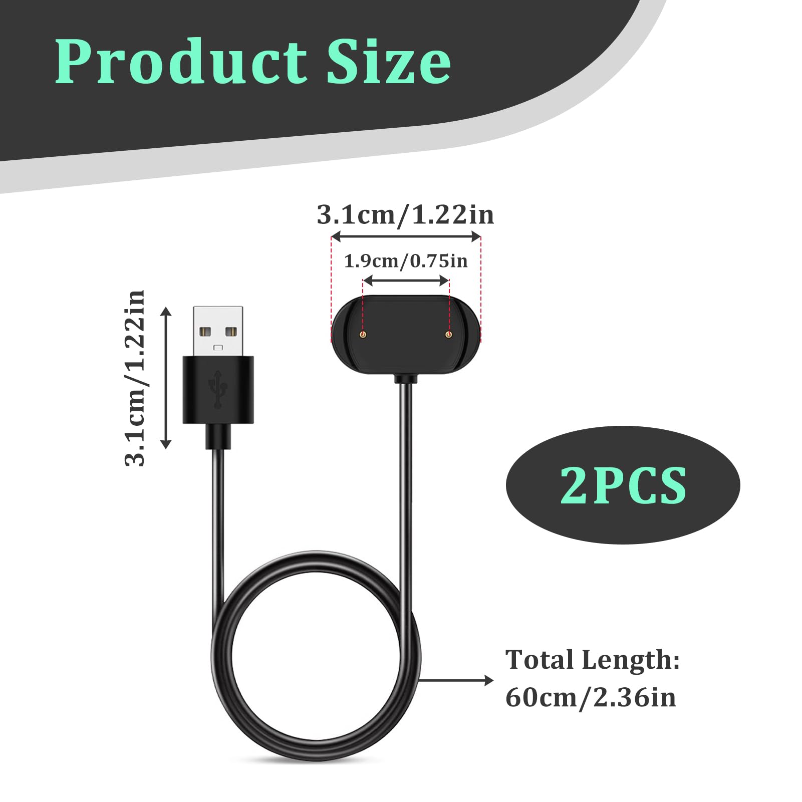 Cavo Di Ricarica Per Amazfit T-Rex 3 - USB, 100 Cm, Sostitutivo Originale, Ricarica Rapida