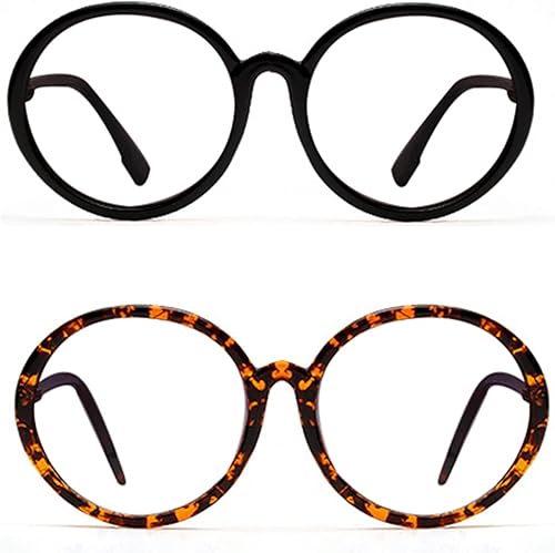 Miniatura 2 de bullabulling Gafas de lectura redondas retro para mujer, bloqueo de luz azul, marcos de anteojos de gran tamaño, lente grande