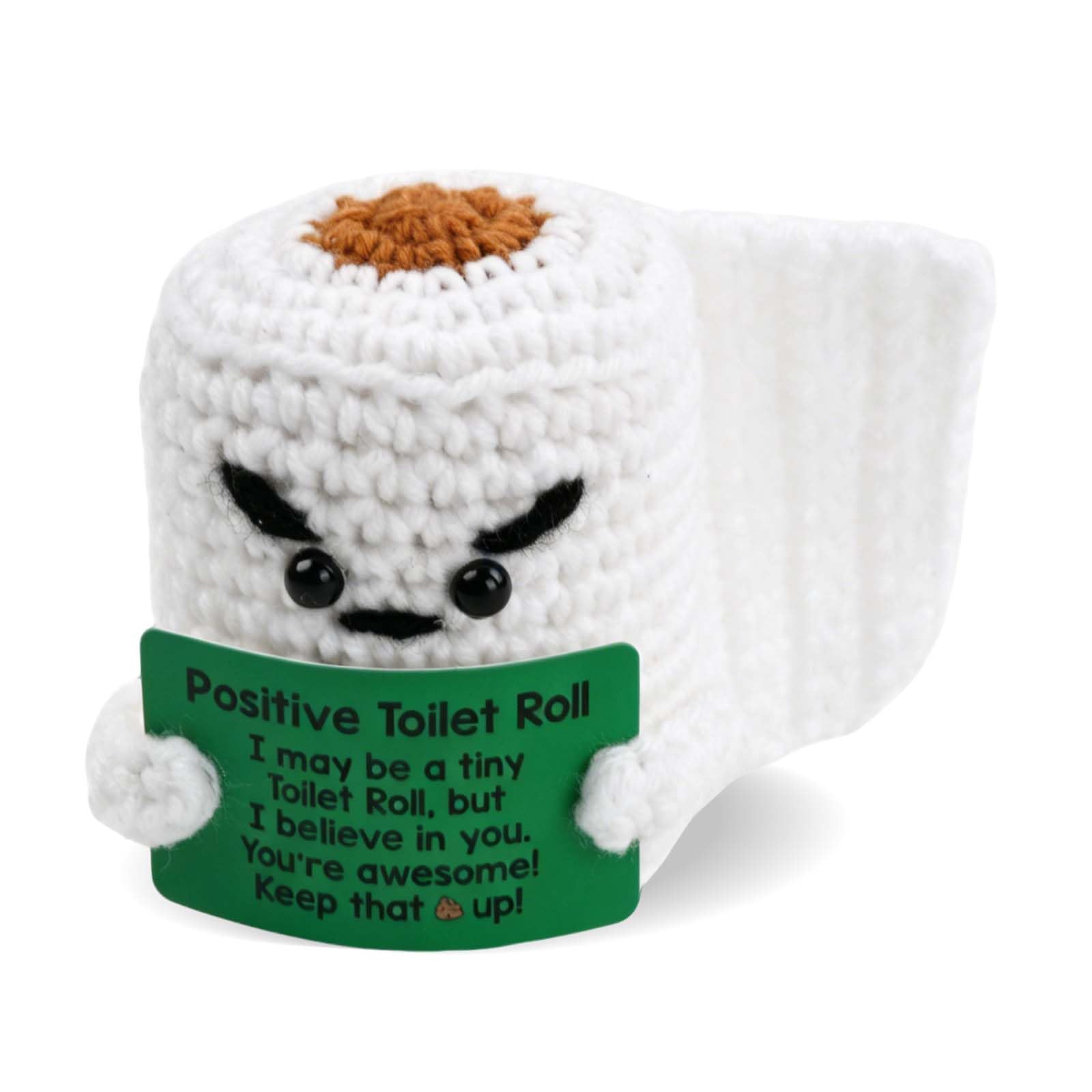 Merzio Cute Toilet Paper Roll Crochet, Funny Emotional Support Gift with Positivity Card, Handmade Knitted Desk Decor for Encouragement, Novelty Pick Me Up Gifts for Women Men Friends Coworkers