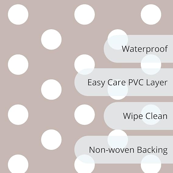 Home Direct Rectangular Oilcloth PVC Wipe Clean Tablecloth Table Cover 140cm x 200cm 55x78 Polka Dot Beige Grey