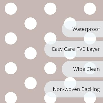 Home Direct Rectangular Oilcloth PVC Wipe Clean Tablecloth Table Cover 140cm x 200cm 55x78 Polka Dot Beige Grey