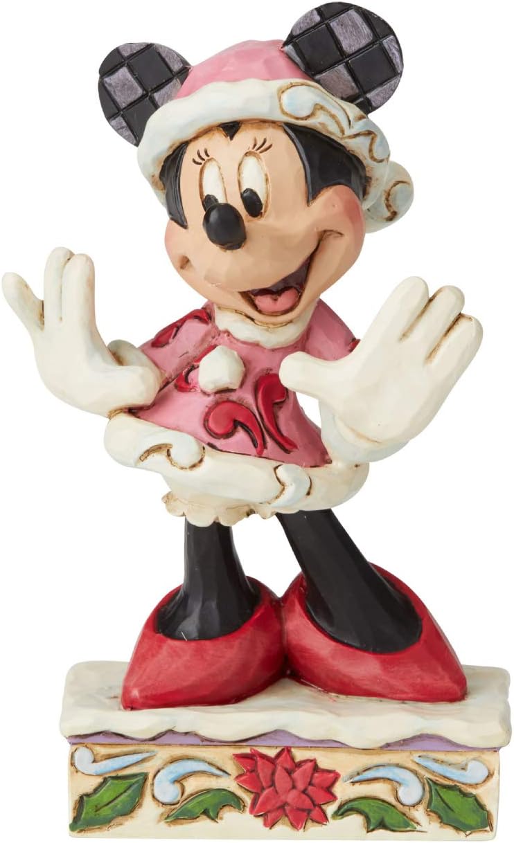 Enesco Disney Traditions by Jim Shore Minnie Mouse Christmas Personality Pose Figurine, 4.625 Inch, Multicolor