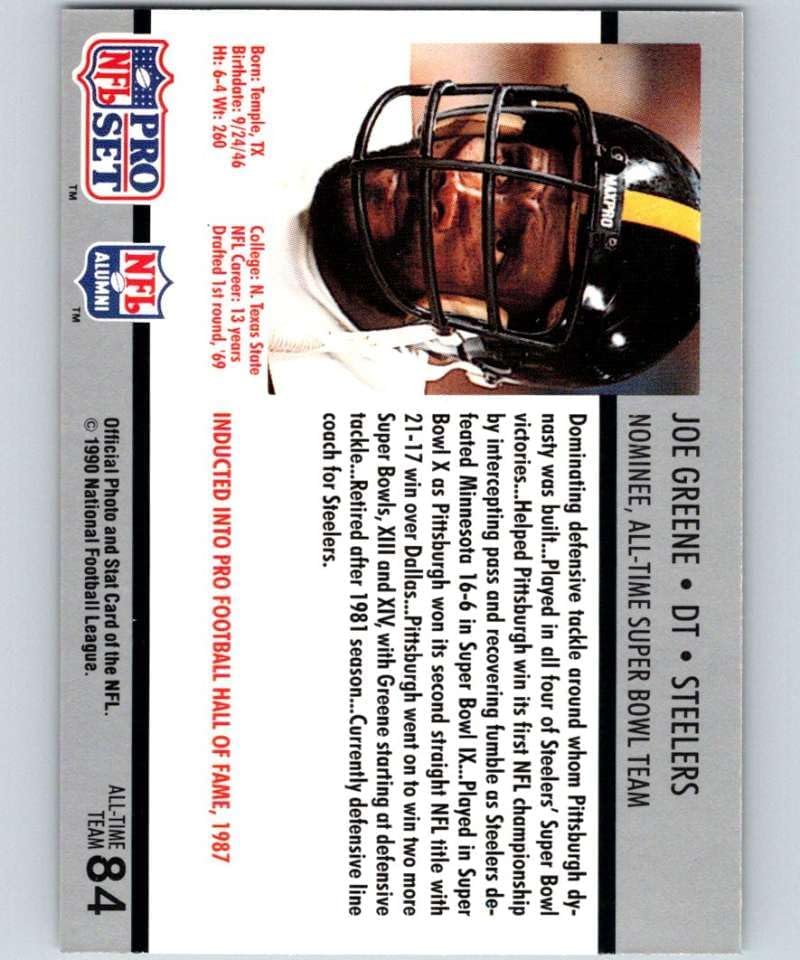 1990 Pro Set Super Bowl 160 Football #84 Joe Greene Pittsburgh Steelers Official Standard Sized NFL Trading Card